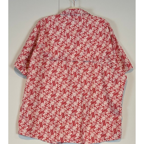 IZOD Saltwater Men's XXL Pinkish/Red Hawaiian Floral Short Sleeve Shirt Beach - Picture 6 of 12